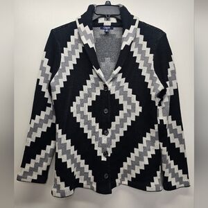 Chaps Aztec Shawl Collar Cardigan Sweater Size M Western Southwestern Cabincore